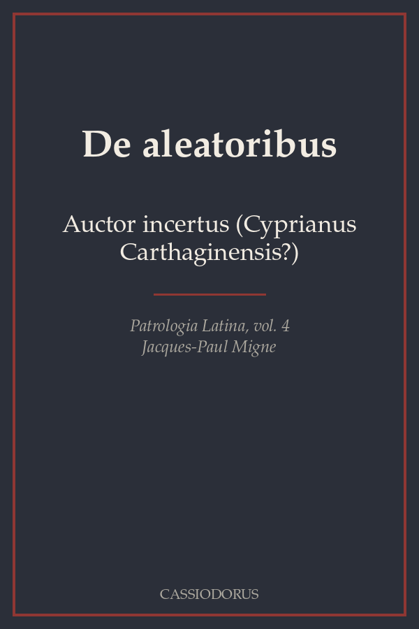 De aleatoribus cover