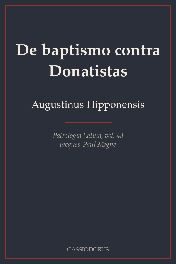 De baptismo contra Donatistas cover