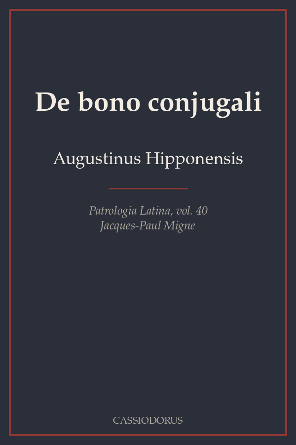 De bono conjugali cover