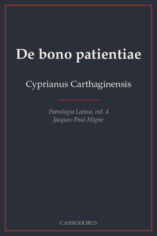 De bono patientiae cover