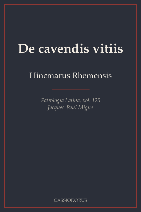 De cavendis vitiis cover