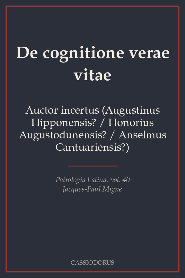 De cognitione verae vitae cover