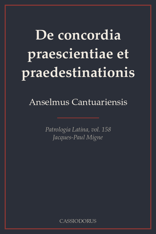 De concordia praescientiae et praedestinationis cover