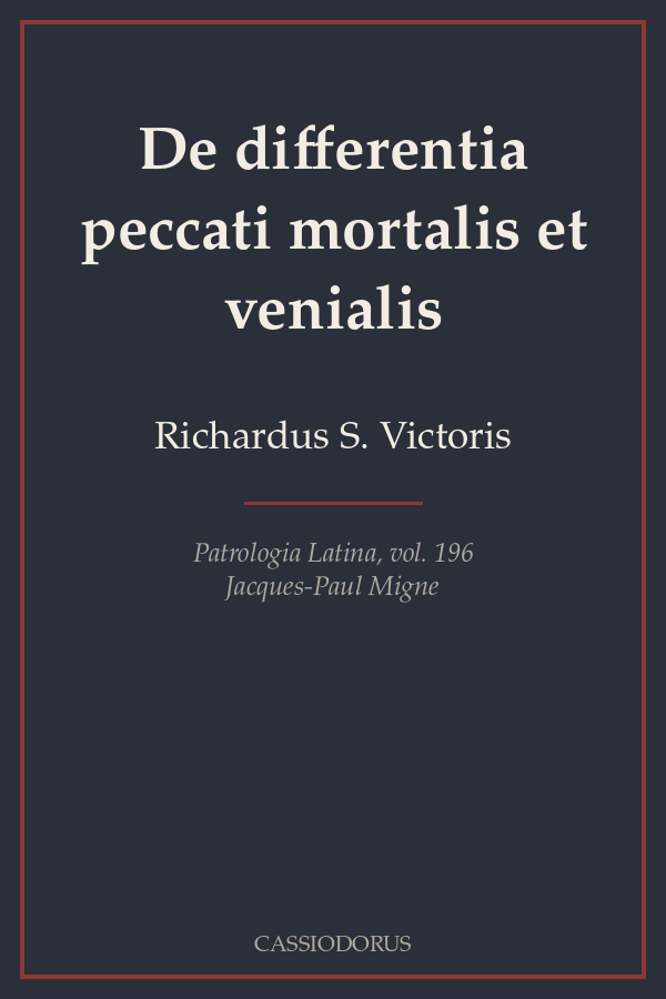 De differentia peccati mortalis et venialis cover