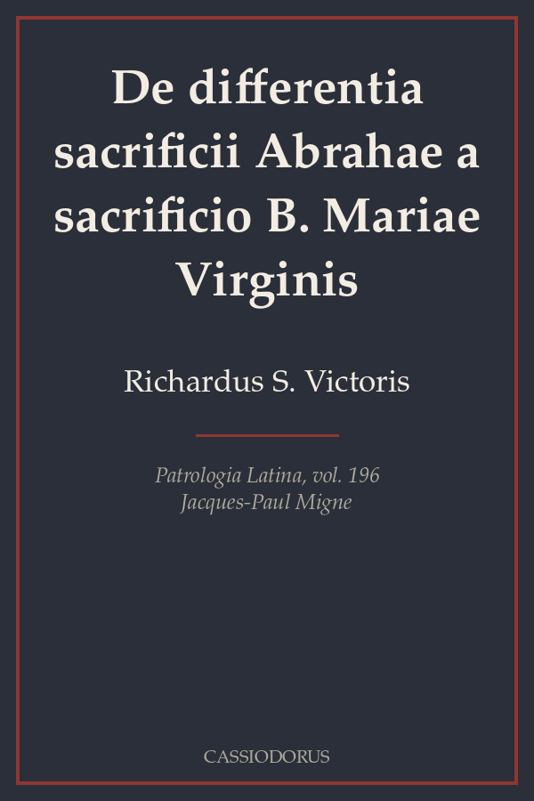 De differentia sacrificii Abrahae a sacrificio B. Mariae Virginis cover