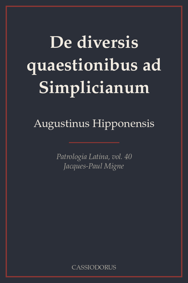 De diversis quaestionibus ad Simplicianum cover