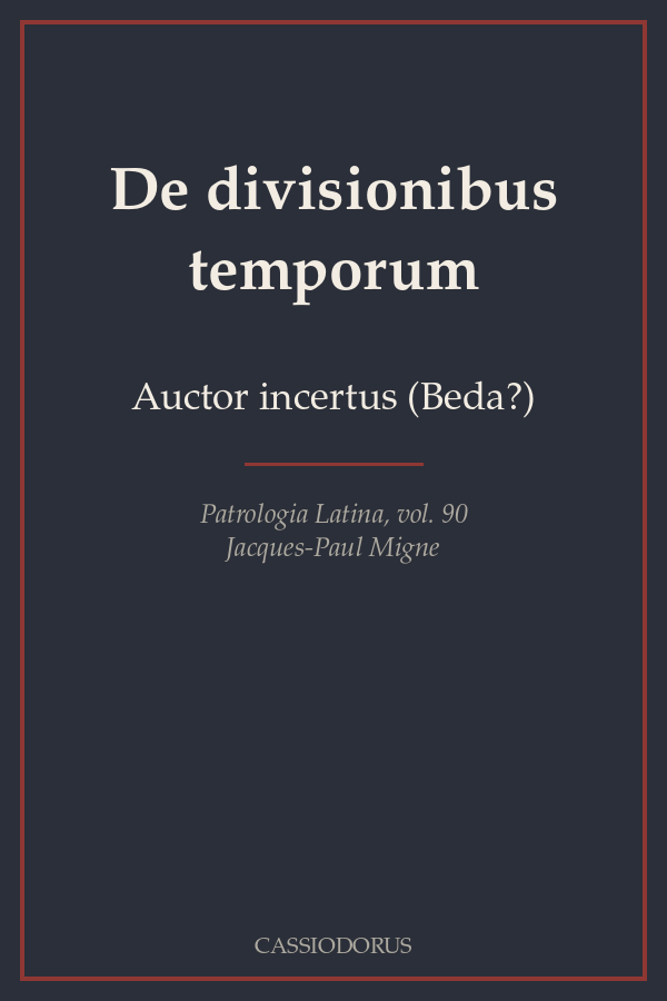 De divisionibus temporum cover