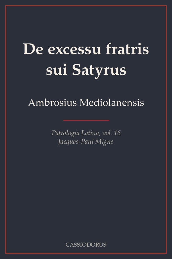 De excessu fratris sui Satyrus cover