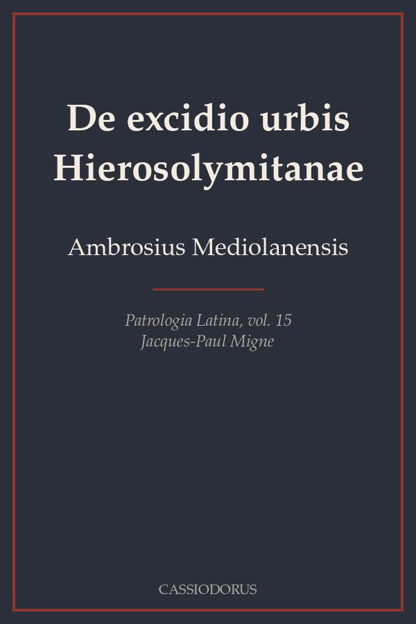 De excidio urbis Hierosolymitanae cover