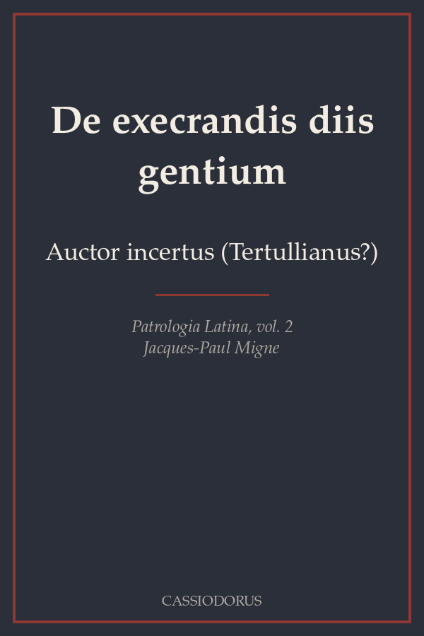 De execrandis diis gentium cover