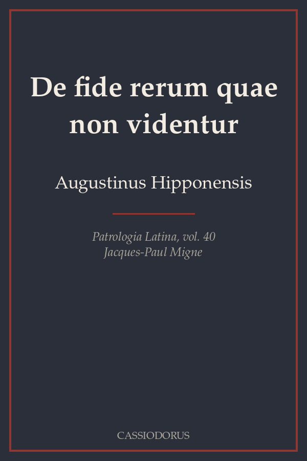 De fide rerum quae non videntur cover