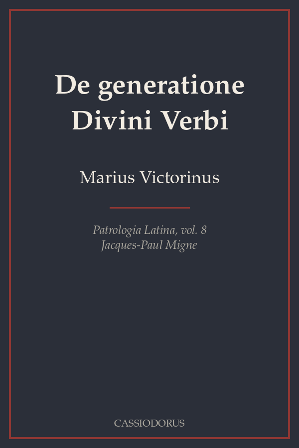 De generatione Divini Verbi cover