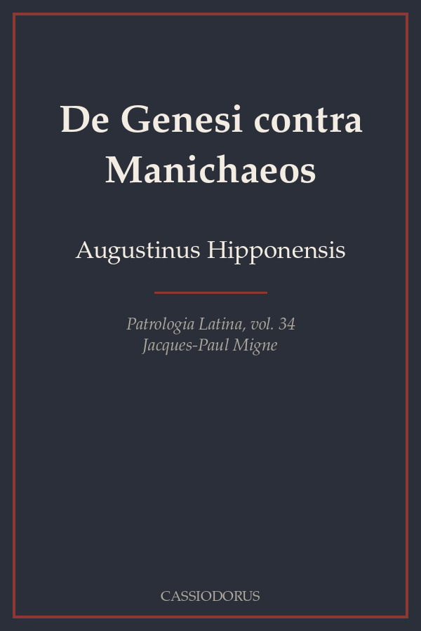 De Genesi contra Manichaeos cover