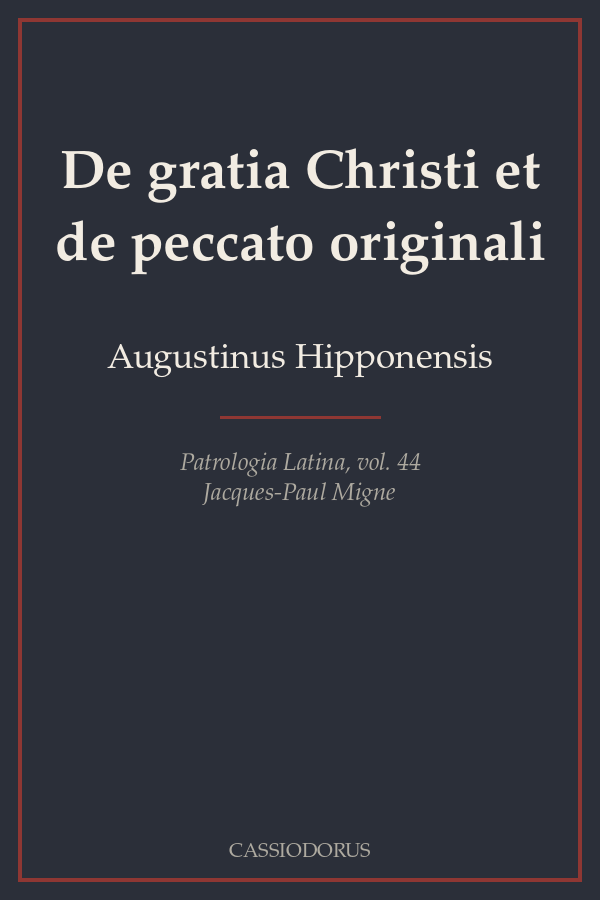 De gratia Christi et de peccato originali cover