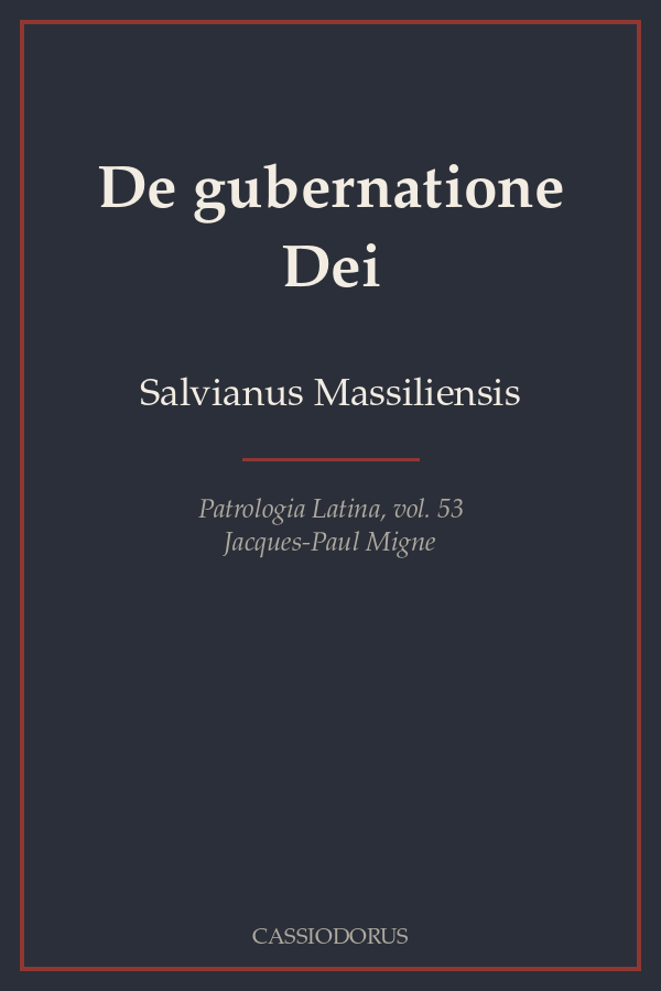 De gubernatione Dei cover