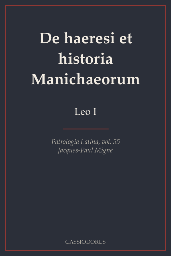 De haeresi et historia Manichaeorum cover