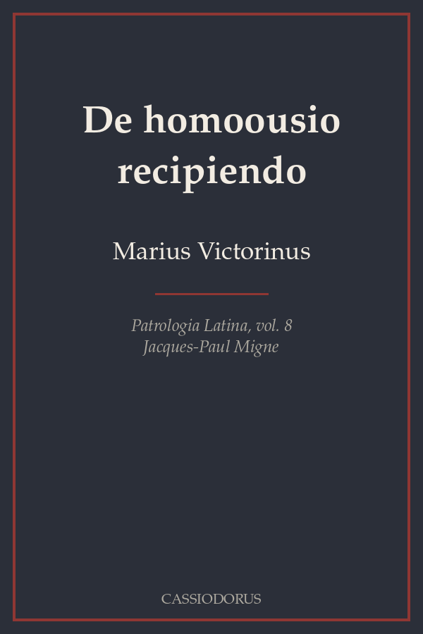 De homoousio recipiendo cover