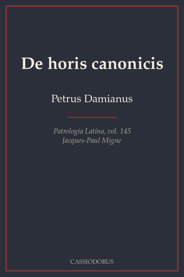 De horis canonicis cover