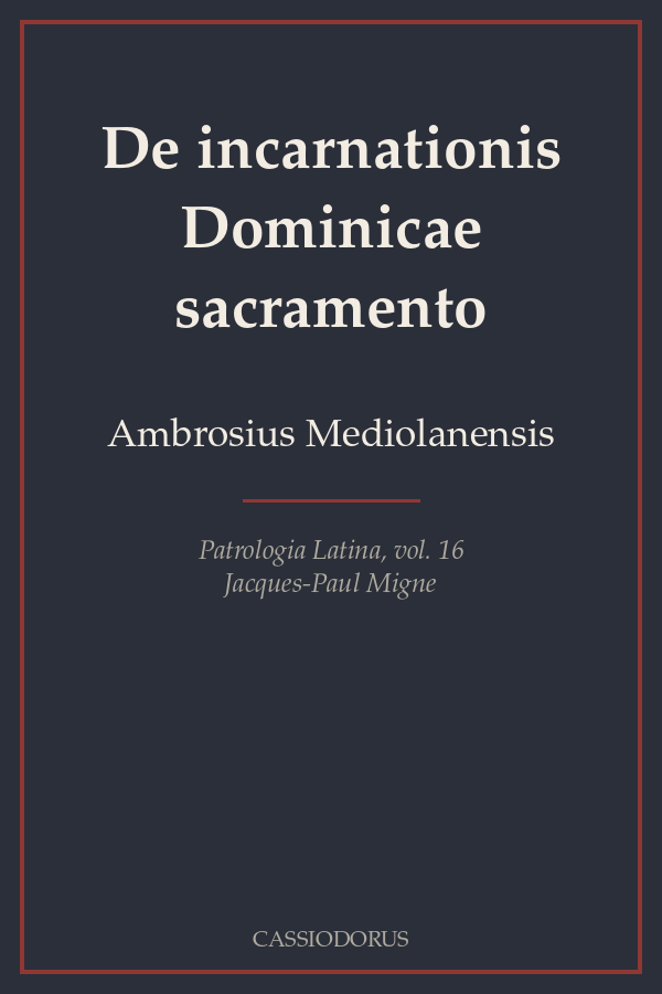 De incarnationis Dominicae sacramento cover