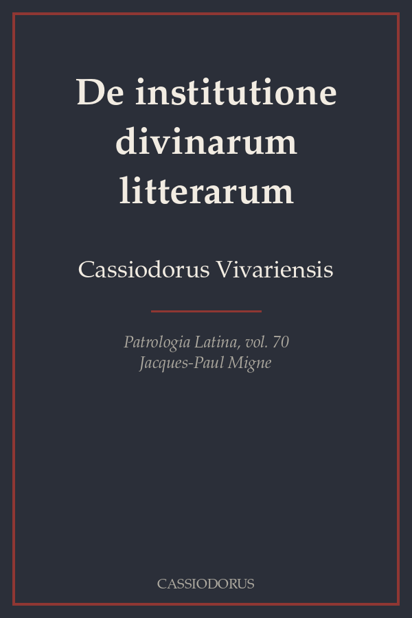 De institutione divinarum litterarum cover