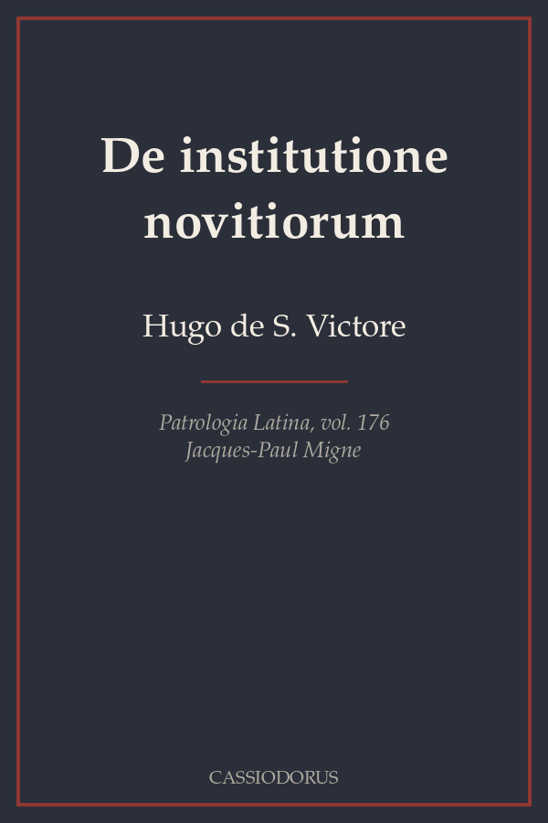De institutione novitiorum cover