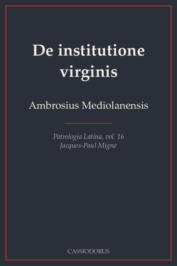 De institutione virginis cover