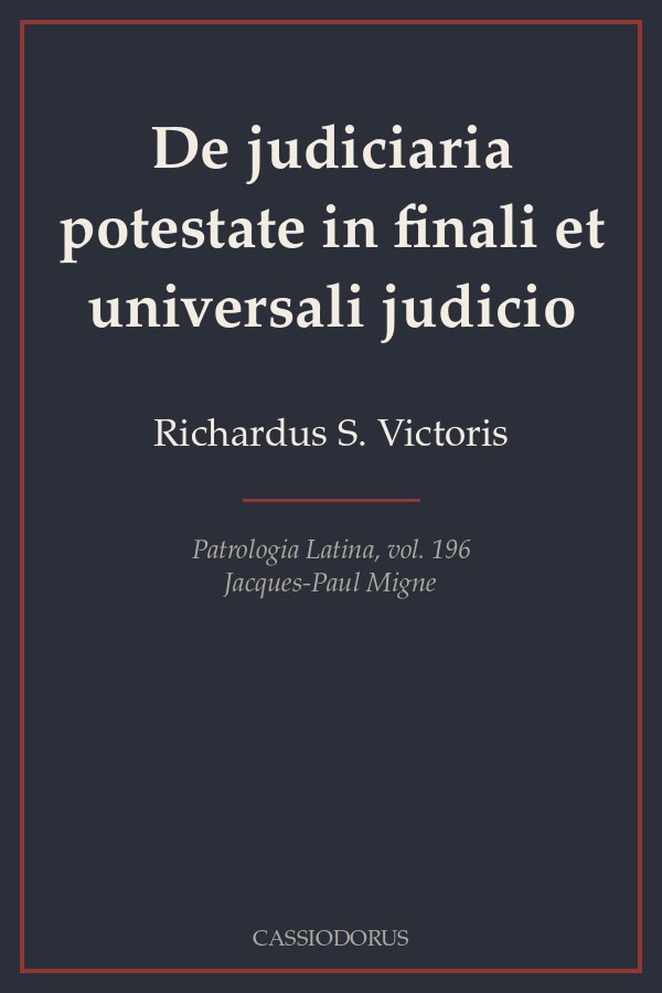 De judiciaria potestate in finali et universali judicio cover