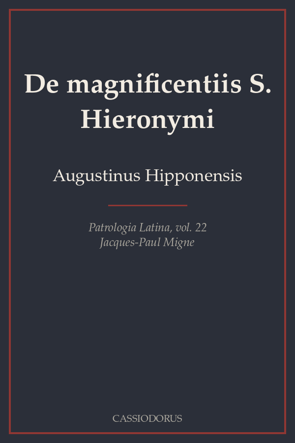 De magnificentiis S. Hieronymi cover