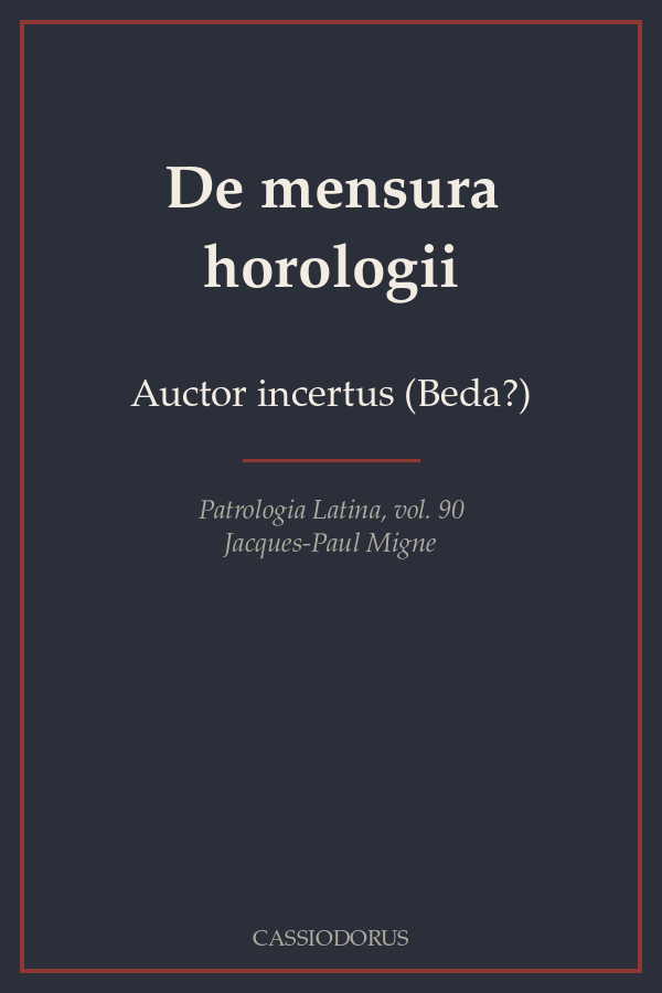 De mensura horologii cover