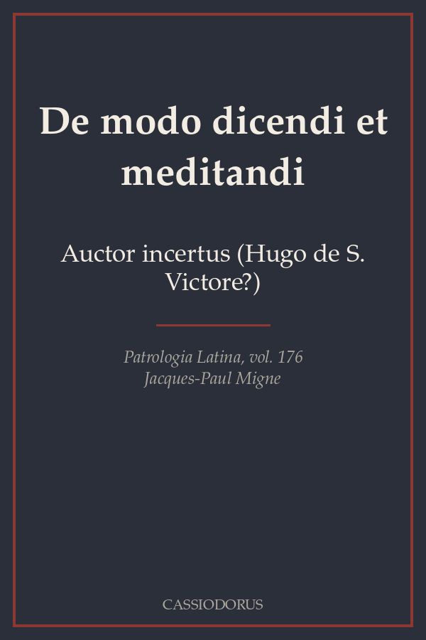 De modo dicendi et meditandi cover