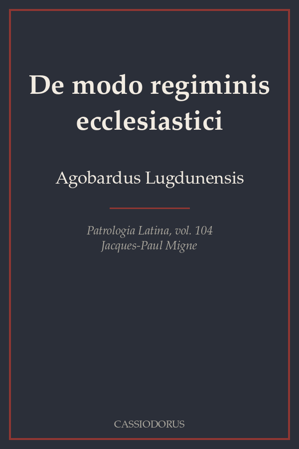 De modo regiminis ecclesiastici cover