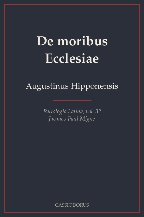 De moribus Ecclesiae cover