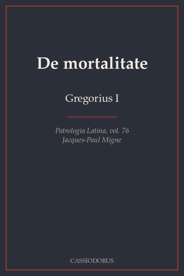 De mortalitate cover