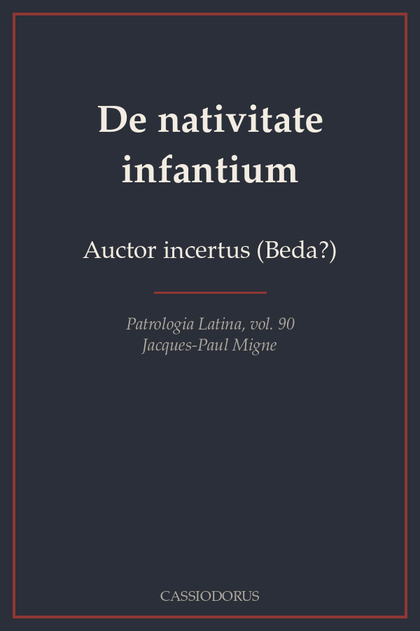 De nativitate infantium cover