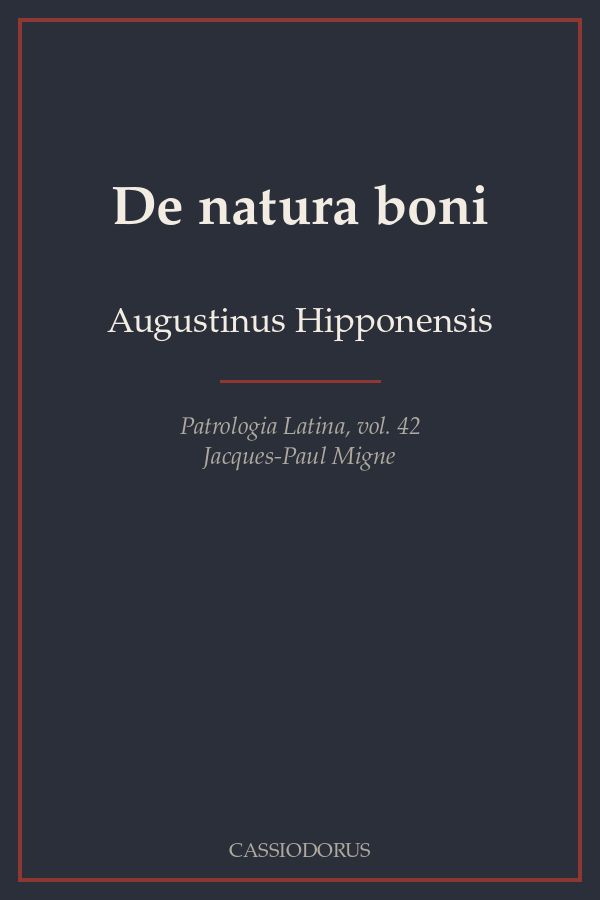 De natura boni cover