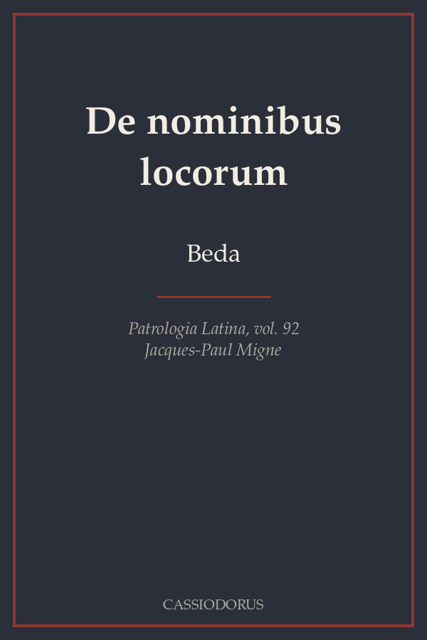 De nominibus locorum cover