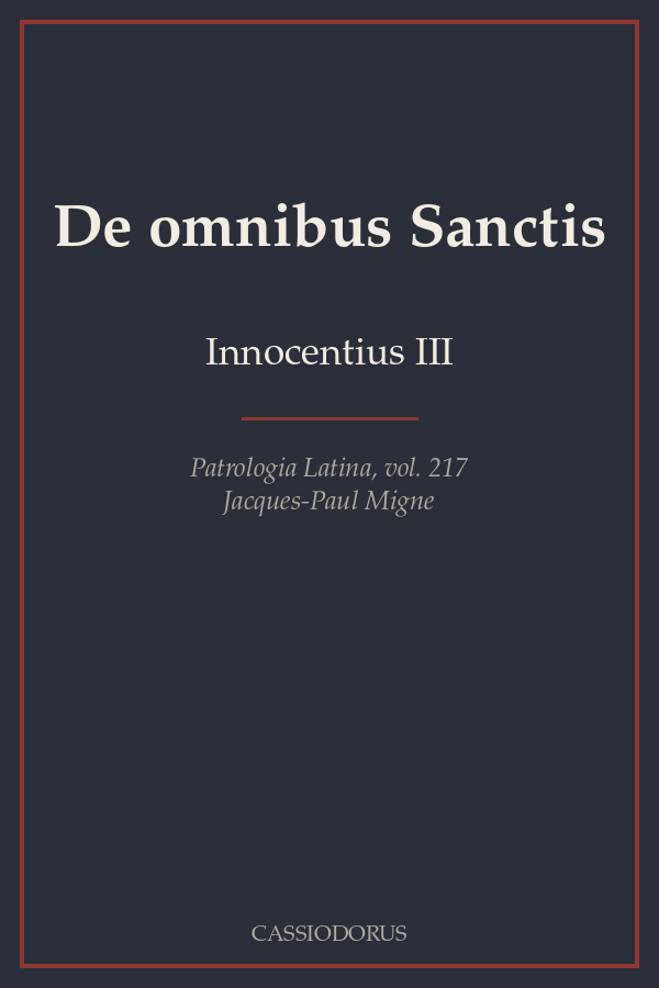 De omnibus Sanctis cover