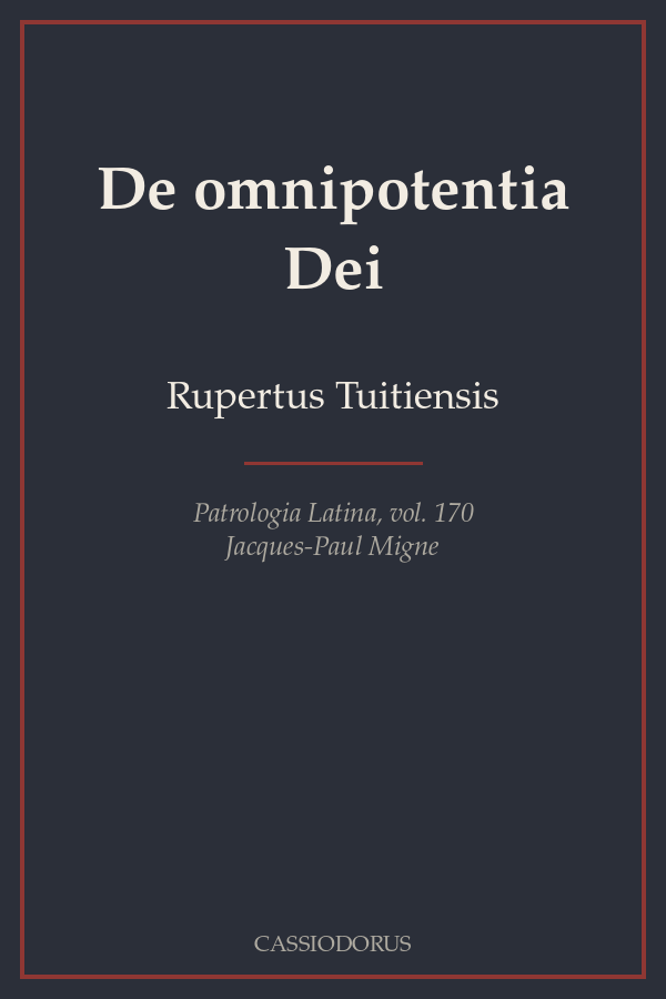 De omnipotentia Dei cover
