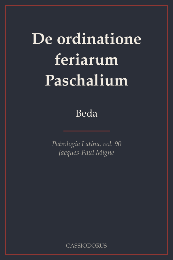 De ordinatione feriarum Paschalium cover