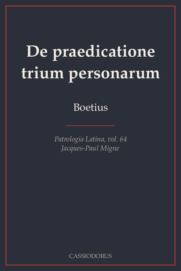 De praedicatione trium personarum cover