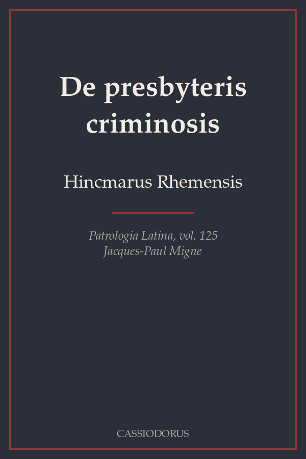 De presbyteris criminosis cover