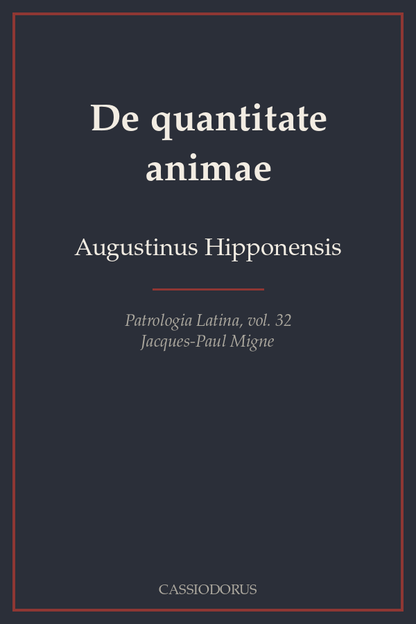 De quantitate animae cover