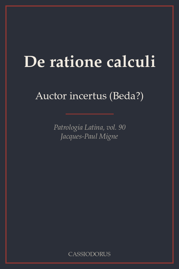 De ratione calculi cover