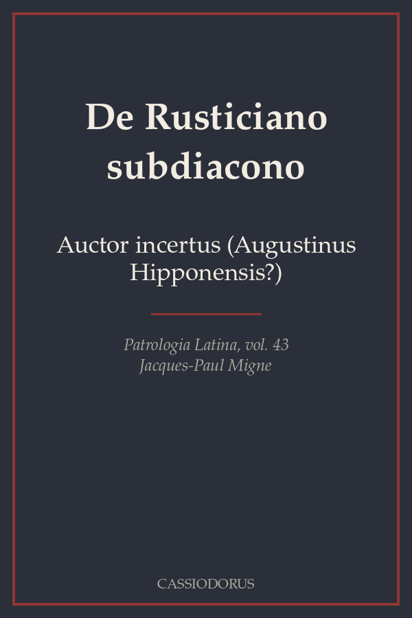 De Rusticiano subdiacono cover