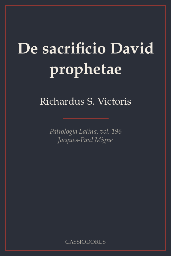 De sacrificio David prophetae cover