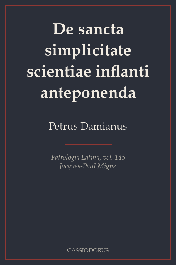 De sancta simplicitate scientiae inflanti anteponenda cover