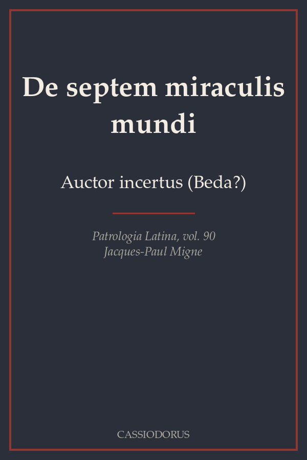 De septem miraculis mundi cover