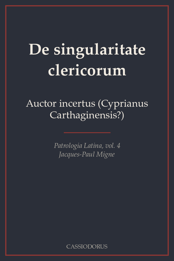 De singularitate clericorum cover