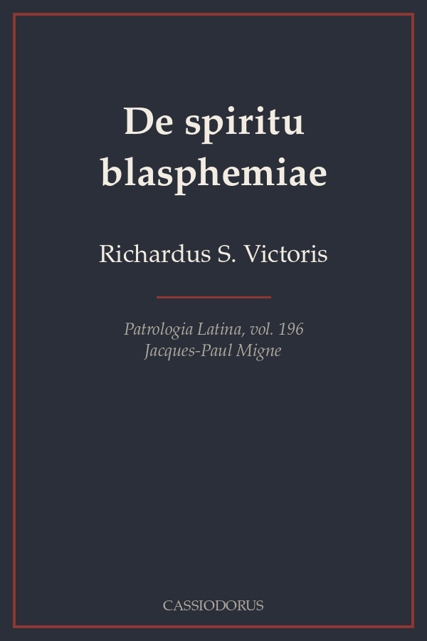 De spiritu blasphemiae cover
