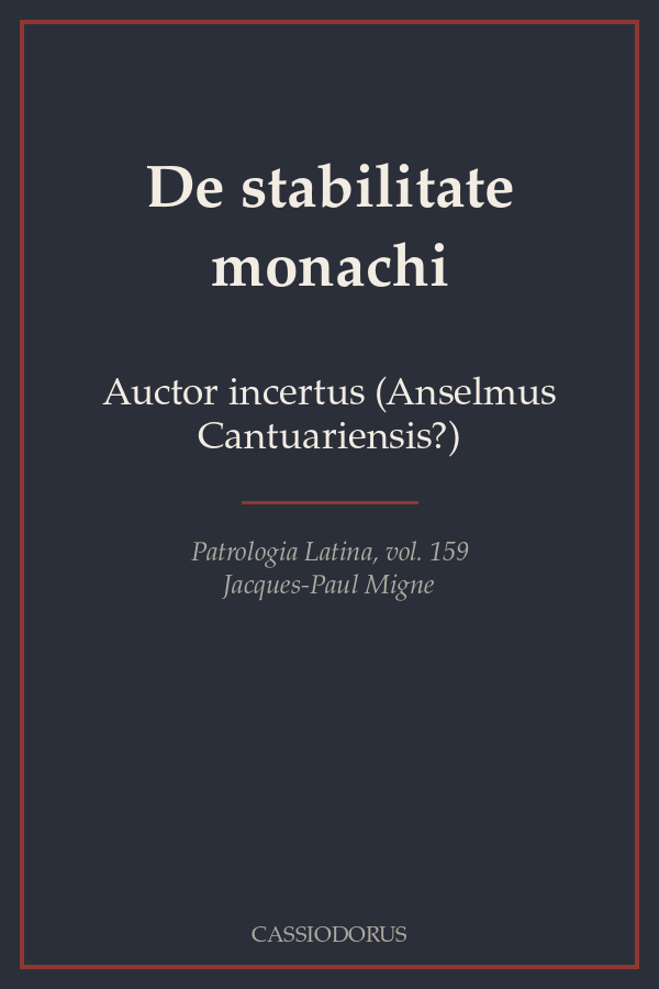 De stabilitate monachi cover